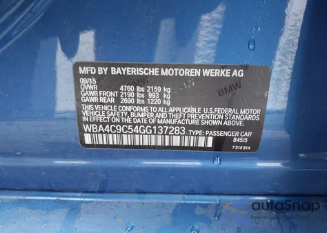 2016 BMW 428I Gran Coupe xDrive из США, поврежденный, VIN WBA4C9C54GG137283